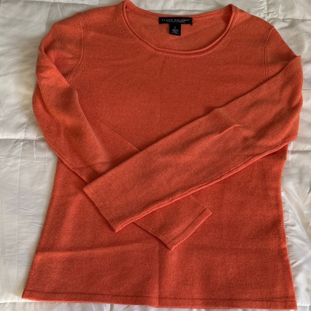100% Cashmere Orange Long Sleeve Sweater